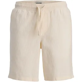 JACK & JONES "JPSTJAIDEN WAVY JOGGER SHORTS REG SN", Herren, Gr. S, N-Gr, cloud dancer, Web, Obermaterial: 100% Baumwolle, unifarben, relaxed fit kniefrei, Hosen Shorts, Baumwolle, locker geschnitten