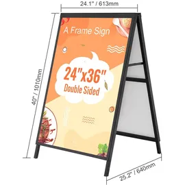 Vevor Kundenstopper Gehwegaufsteller Werbetafel 61 x 91 cm, Plakatständer Q235-Stahl Plakatständer mit A-Rahmen, Werbeaufsteller Gehwegaufsteller für Restaurants, Bars, Cafés, Unternehmen usw.
