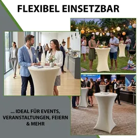 Trutzholm 2x Stehtischhusse Stretch 70 cm beige Tischdecke Husse Bistrotisch Partytisch