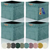 Lycce Kallax Boxen Cordstoff 4er Set | faltbare Aufbewahrungsboxen