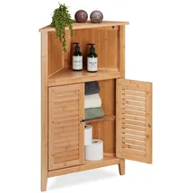 Relaxdays Eckschrank Bambus, HxBxT: 92 cm,