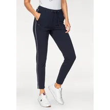 KangaROOS Jogger Pants KANGAROOS, Damen, Gr. 42, N-Gr, blau (marine), Sweatware, Obermaterial: 95% Baumwolle, 5% Elasthan, kontrastfarbene Details, unifarben, bequem knöchellang, Hosen, mit seitlichem Kontraststreifen