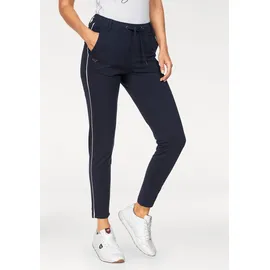KangaROOS Jogger Pants KANGAROOS, Damen, Gr. 42, N-Gr, blau (marine), Sweatware, Obermaterial: 95% Baumwolle, 5% Elasthan, kontrastfarbene Details, unifarben, bequem knöchellang, Hosen, mit seitlichem Kontraststreifen