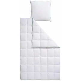 Fjödur Daunenbettdecke + Kopfkissen "Fee", weiß, B/L: 155cm x 220cm Anzahl Teile 1, B/L: 80cm x 80cm Anzahl Teile 1, Bezug: Baumwolle Füllung: Entendaune/-feder, normal, Bezug: 100% Baumwolle. Füllung: 80% Daunen, 20% Federn, Bettwaren-Sets