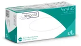 BINGOLD Vinyl 45 Einmalhandschuhe, puderfrei, transparent 604652 , 1 Karton = 10 Packungen à 100 Stück, Größe L