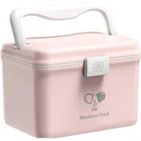 4,8-liter-medizinbox, Tragbar, Zweilagig Mit Tragegriff, Medizinschrank, Erste-hilfe-set, Medikamentenaufbewahrungsbox, Rosa
