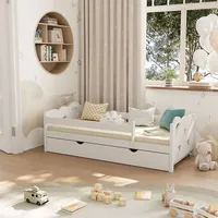 VitaliSpa Kinderbett Jessica Weiß 160x80 cm mit Schublade, ohne Matratze, Weiß/Weiß -