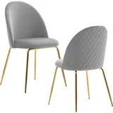 FineBuy Küchenstuhl 2er Set Samt Goldene Beine Schalenstuhl Stuhl