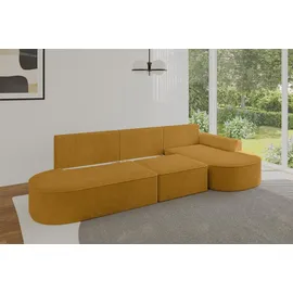 altdecor Eckcouch Cord 5-Sitzer Senfgelb