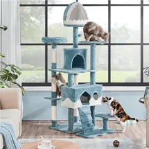 Yaheetech Kratzbaum xxl deckenhoch, Ozean-Thema Katzenbaum Ozean-Stil 184 cm, mit 3 Katzenhöhle 5 Sisalstämme 4 Plattformen, Stabiler Stilvoller Kletterbaum