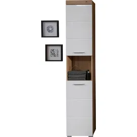 trendteam Hochschrank Amanda weiß Hochglanz Asteiche Nachbildung B/H/T: ca. 37x190x31 cm