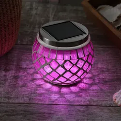 LED Solar Windlicht - Mosaik Solarglas - kaltweiße LED - Lichtsensor - H: 9cm - ...