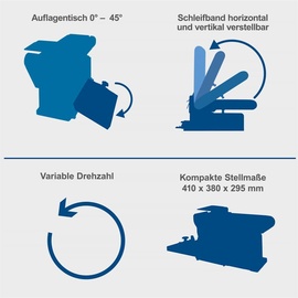 SCHEPPACH Band- und Tellerschleifer BTS800Vario Schleifmaschine mit LCD Display & stufenloser Vario Speed | 400W | klappbar | Schleifband 914x100mm | Ø150mm Klettschleifteller | inkl. Queranschlag