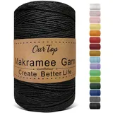 OurTop Premium Makramee Garn Schwarz, 2mm x 500m Macrame Cord Makramee Schnur Kordel, Garn für DIY Handwerk, Weben Dekoration, Hängepflanze Pflanze Aufhänger