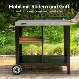 Royal Gourmet Grilltisch 85 x 50 cm Edelstahl schwarz