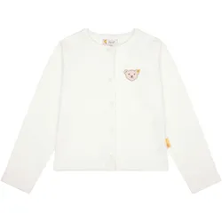 Steiff Mädchen Strickjacke - Teddy-Applikation, Rundhals, Knopfleiste, Baumwolle Natur 116