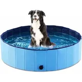 Faltbarer Hundepool, 80 × 20 cm, Hundepool für große und kleine Hunde, faltbarer PVC-Hundepool, Hundebadewanne für den Innenbereich (blau)