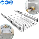 Uisbert Küchen Regal Teleskopschublade, Aufbewahrungskörbe mit Schubladenauszüge, Schrankauszug Ausziehbare Ablage, Schrankkörbe für 50cm Schränke