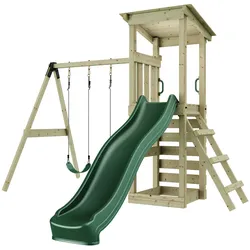 Rebo Spielturm Neapel inkl. Doppelschaukel, Rutsche und Kletterwand - by Weka