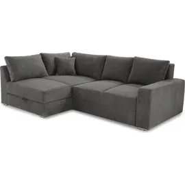 luma-home Eckcouch Cord 3-Sitzer Dunkelgrau