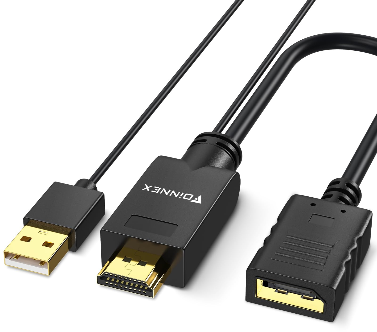 FOINNEX HDMI auf DisplayPort Adapter, 4K@60Hz HDMI zu Displayport Konverter HDMI to DP Adapter mit USB Power, HDMI Eingang auf Displayport Ausgang Converter für Laptop Xbox 360 PS4 PS3 NS