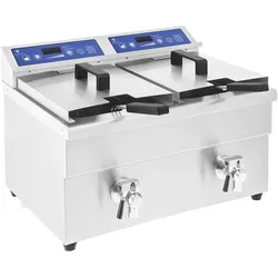 Induktionsfritteuse - 2 x 10 l - 2 x 3500 W - Ablasshahn - Timer - Royal Catering RCIF-10DB