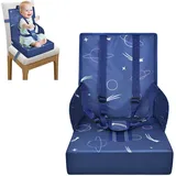 Froadp Sitzerhöhung Stuhl Tragbare Boostersitz Kindersitz aus Wasserdichtem Oxford-Stoff Kinder Sitzerhöhung mit Rückenlehne und Sicherheitsgurt Sitzkissen für Babys von 6-36 Monaten, Blau