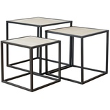 Levandeo® Couchtisch, 3er Set Beistelltisch Metall Schwarz Holz Cube quadratisch Couchtisch