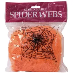 Spinnennetz synthetisch, orange, 100g Packung - Gruseldekoration + Kunststoffspi...
