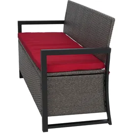 Mendler HWC-F39 3er Sitzbank 150 x 60 x 45 cm Grau/Rot