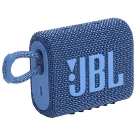 JBL GO 3 Eco – Kleine Bluetooth Box aus recyceltem Material in Blau – Wasserfester, tragbarer Lautsprecher für unterwegs – Bis zu 5h Wiedergabezeit mit nur einer Akkuladung