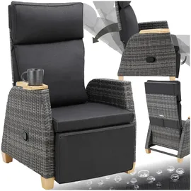 Tectake tectake® Rattansessel, mit Aluminiumgestell, verstellbare Rückenlehne und Fußablage, dicke Polsterung, 68,5 x 67 - 128 x 87 - 104 cm