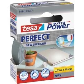 Tesa extra Power Perfect Gewebeband grau 19mm/2.75m, 1 Stück (56341-00033)
