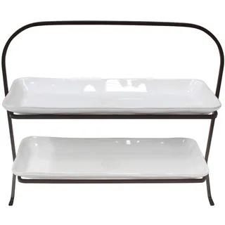 Costa Nova, Nova Kollektion, Steinzeug Geschirr, Servierplatte mit Gestell, weiß, 37 cm
