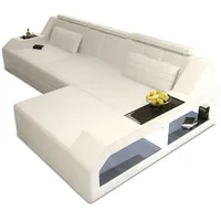 Sofa Dreams Ecksofa, Weiß, Leder, L-Form, Ottomane rechts,L-Form, 308x194 cm, Wohnzimmer, Sofas & Couches, Wohnlandschaften, Ecksofas