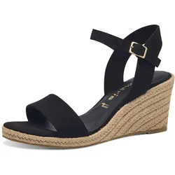 Keilsandalette TAMARIS, Damen, Gr. 39, schwarz, Textil, modisch, Schuhe, Sommerschuh, Sandale, Keilabsatz, mit verstellbarem Riemchen