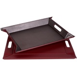 FreeForm DUO - 2in1 wendbares Tablett & Tischset, anthrazit/burgund, Kunstleder, Maße: 55 x 41 cm