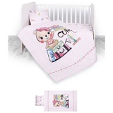 Lorelli 3-teilige Baby-Bettwäsche-Set Bär Laken Bezüge für Kopfkissen und Decke rosa