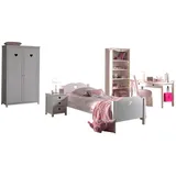 58 aufm Kessel Jugendzimmer-Set Kinderzimmer Kamila 11 Kinderzimmer Möbel Set Mädchen MDF Weiß, (inkl. Versand, Lieferung bis Verwendungsstelle), Einzelbett, Nachtkonsole, Schreibtisch, Regal und Kleiderschrank weiß