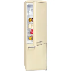 EXQUISIT Kühl-/Gefrierkombination "RKGC250-70-H-160E", E (A-G), beige (magnolienweiß), Rechtsanschlag, Kühlschränke, 244 L Volumen, 4 Sterne Gefrieren