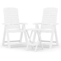 vidaXL 3-tlg. Garten-Essgruppe Weiß Polypropylen