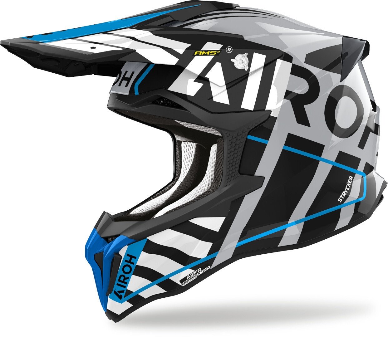 Airoh Strycker Brave Motorcross Helm, zwart-grijs-blauw, M