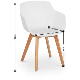 FROMM & STARCK Stuhl 2er Set Lehnstuhl weiß Kunststoff Holzbeine Buche bis 150 kg Designstuhl