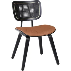 4er-Set Valerie | Bistro Stuhl | Karamell Braun | Samt | Rattan Schwarz