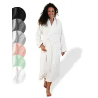 SIEGENTHAL Damenbademantel SIEGENTHAL® Damen Bademantel Frottee Velour Kapuze Flauschig Wadenlang, Kapuze, Gürtel, saugfähigem Frottee,Pflegeleicht und langlebig weiß L-XL