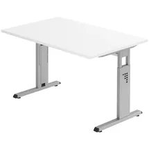 bümö Schreibtisch O-Serie 120x80 cm Weiß / Silber