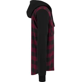 URBAN CLASSICS Hooded Ed Flanell Sweat Leeve Hemd Black / Bordeaux / Black L