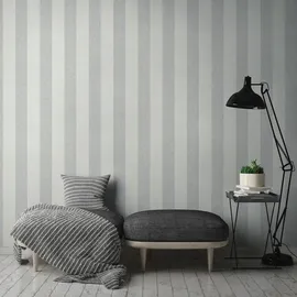 A.S. Création Vliestapete Streifen 53 cm x 10 m 390291 Grau/Weiß