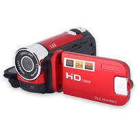 Videokamera Camcorder, Full HD 16X Digitalzoom Camcorder Kamera, 270 Grad Drehung, Vlogging Kamerarecorder DV Kamera mit 1 Akku für Unterwegs (Rot)