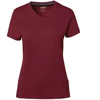 Hakro Cotton Tec® Damen V-Shirt weinrot,